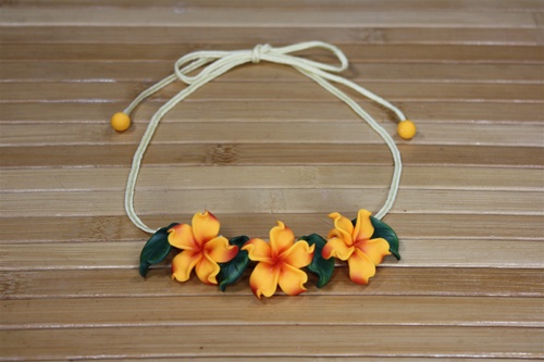 Necklace - Plumeria - Mango Orange