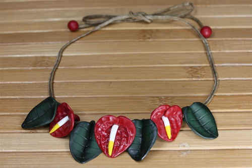 Necklace - Anthurium - Red