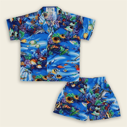 Boy's Hawaiian Shirt / Set - Atlantis - Blue