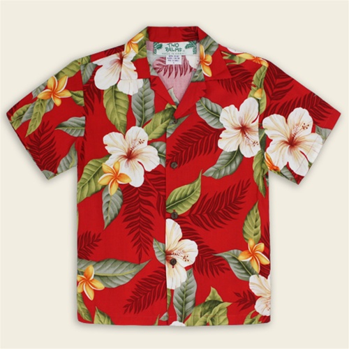Boys Hawaiian Shirt - Tahitian Magic - Red