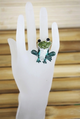 Ring – Frog – Green Rhinestone