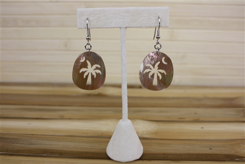 Earrings – Hand Carved Shell Palm Tree