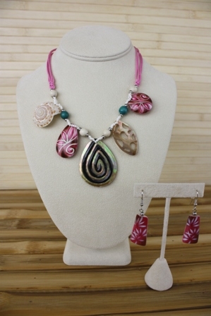 Necklace & Earring Set- Pink Tropical Mix