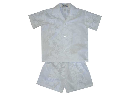 Boy’s Hawaiian Shirt / Set – Tropical Bliss White