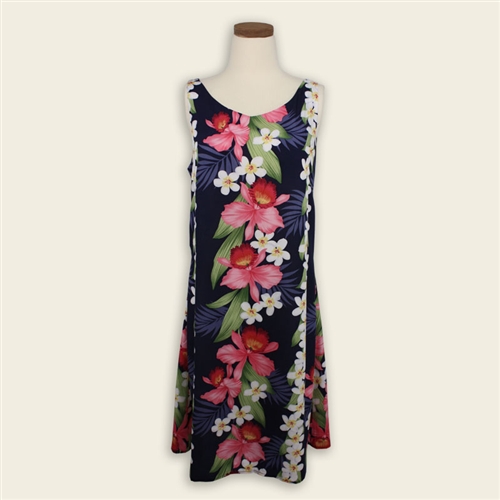 Breezy Short Sundress - Plumeria Orchid Panel - Navy (Almost sold out. XL available.)