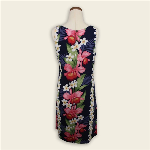 Breezy Short Sundress – Plumeria Orchid Panel – Navy (Almost sold out. XL available.)
