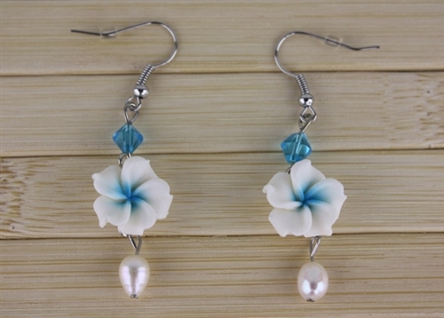 Earrings – Plumeria Crystal Drop – Turquoise