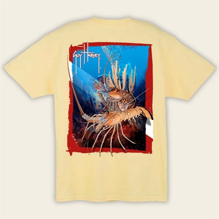 Guy Harvey T-Shirt - Rock Lobster - Yellow (Size L & 2XL Left)