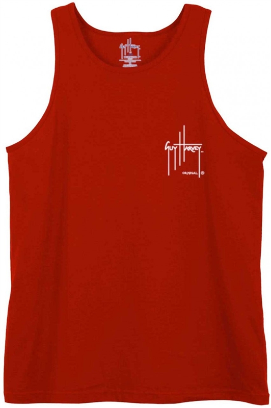Guy Harvey Tank Top – Pirate Shark – Red (Size M & XL Left)