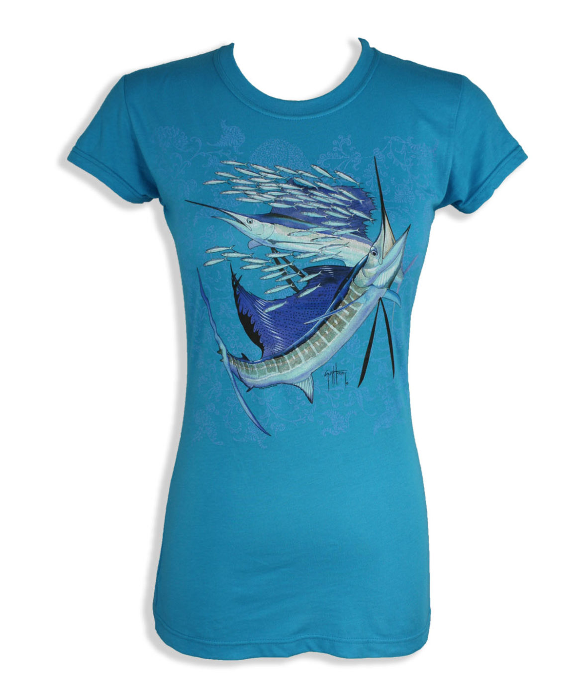 Guy Harvey Womens T-Shirt - Paisley Sails - Turquoise