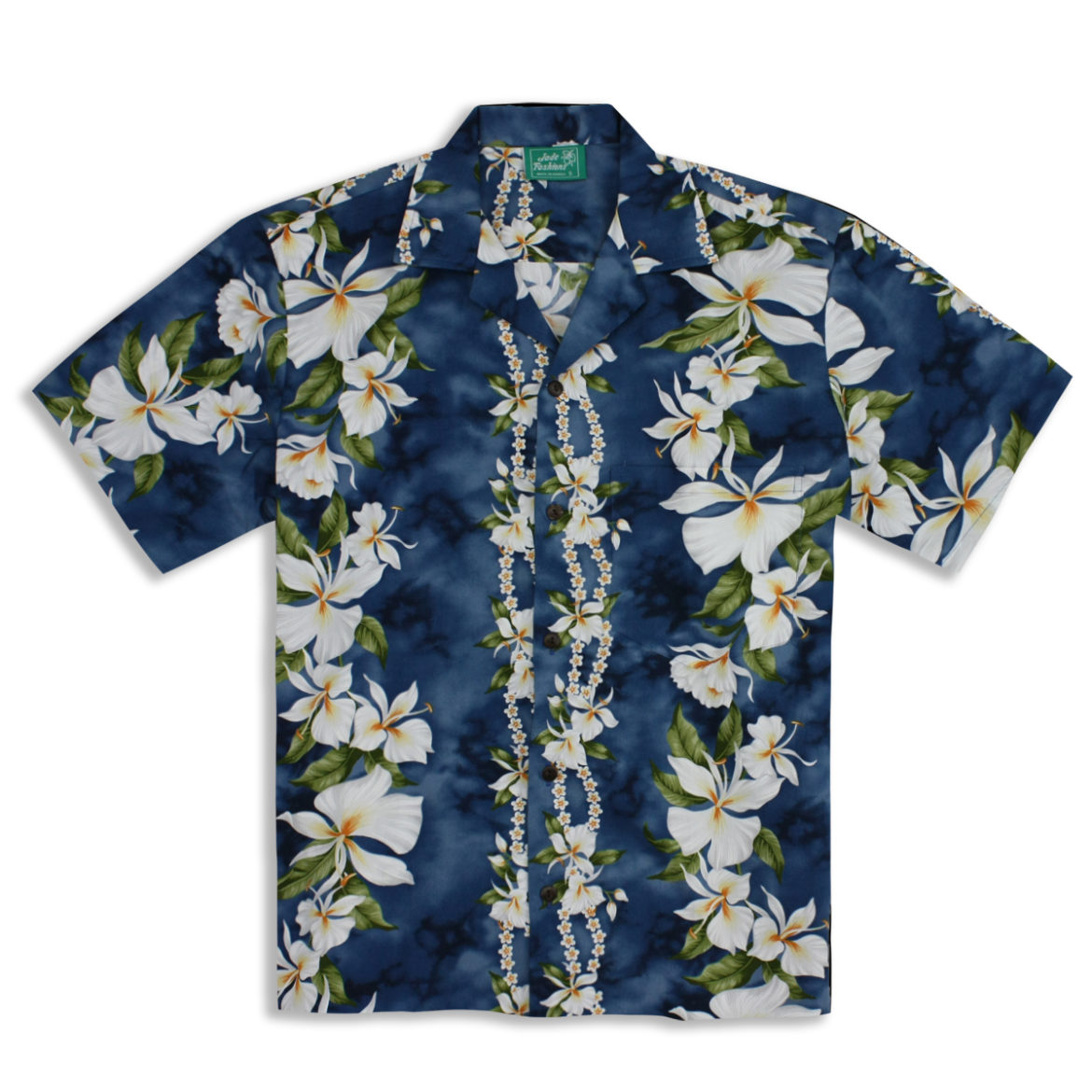 Hawaiian Shirt - White Ginger Garden Blue