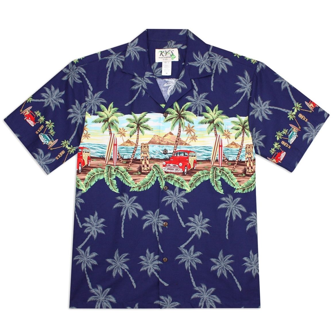 Mens Hawaiian Shirt - Goin Native - navy