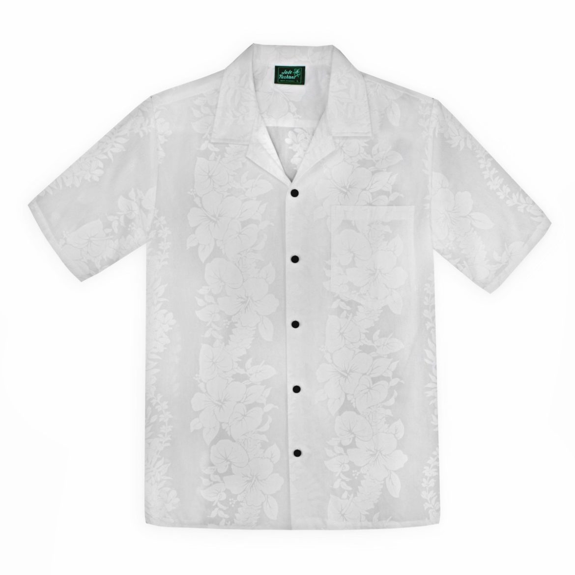 mens hawaiian shirt - romantica -white on white