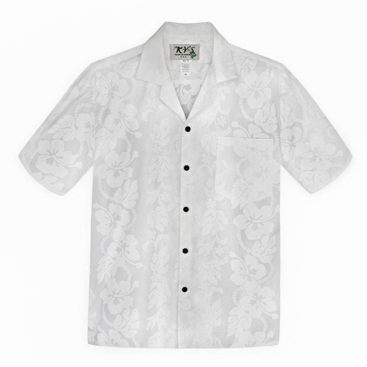 Mens hawaiianShirt - Tropical Bliss - White on White