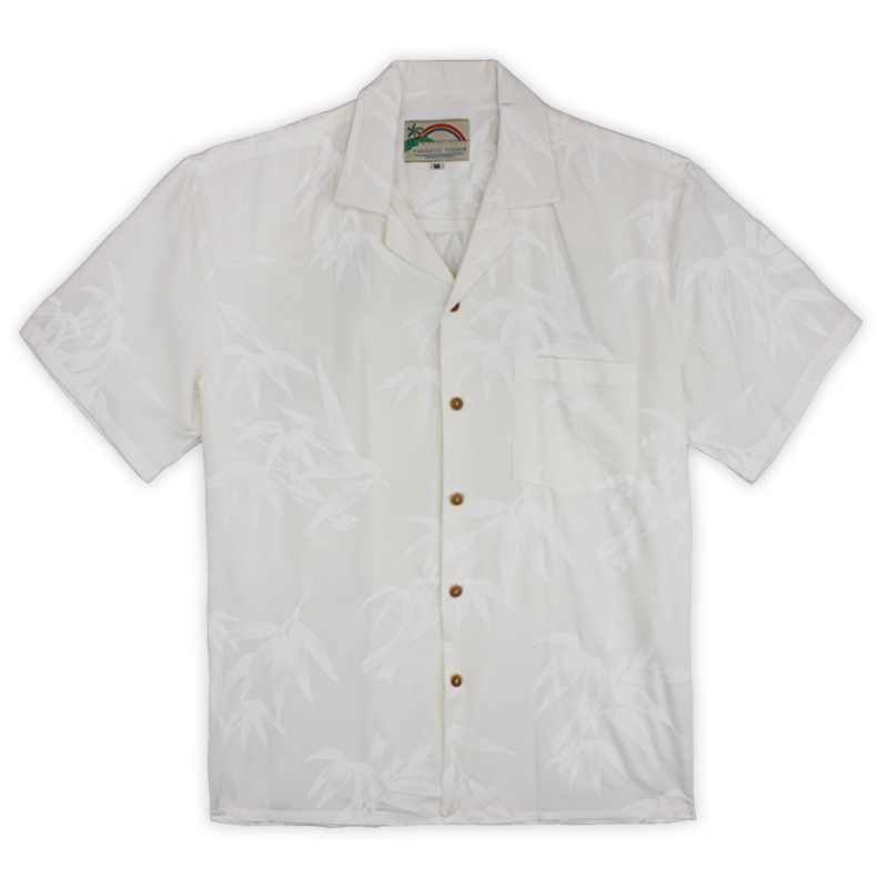 Paradise Found Hawaiian Shirt - Bamboo - White