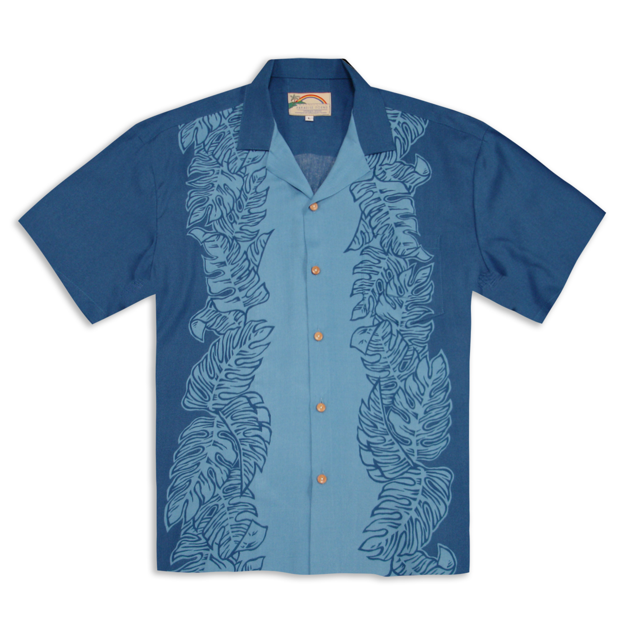 Paradise Found Hawaiian Shirt – Monstera Panel – Blue