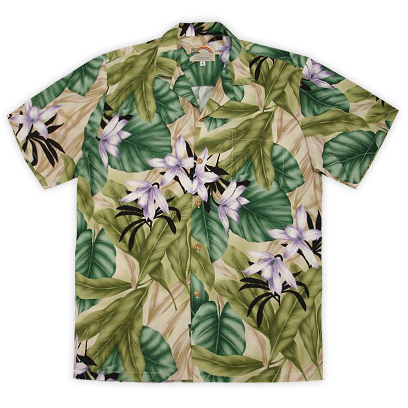 Paradise Found Hawaiian Shirt - Orchid Jungle - Green