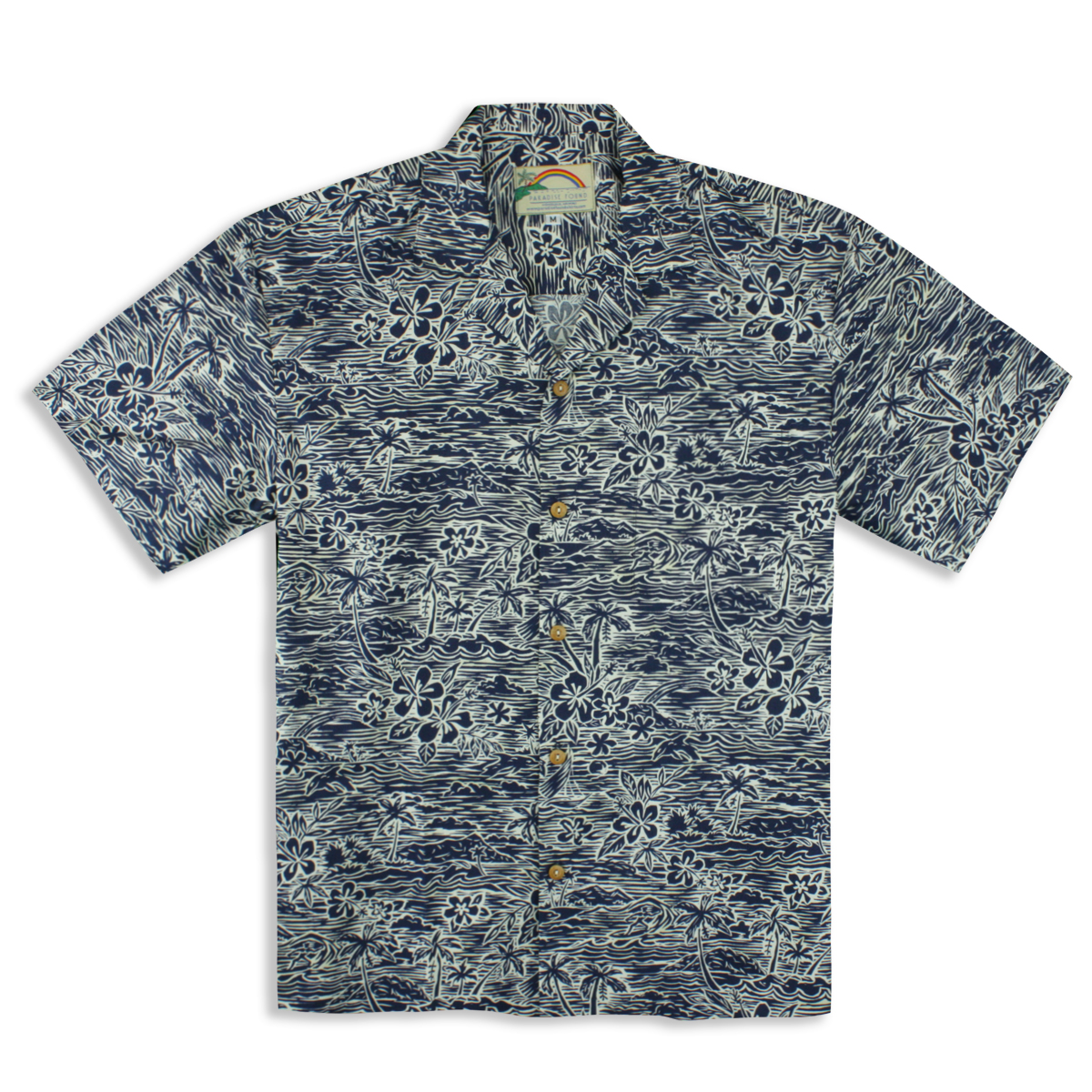 Paradise Found Hawaiian Shirt  – Surf & Turf – Navy Blue