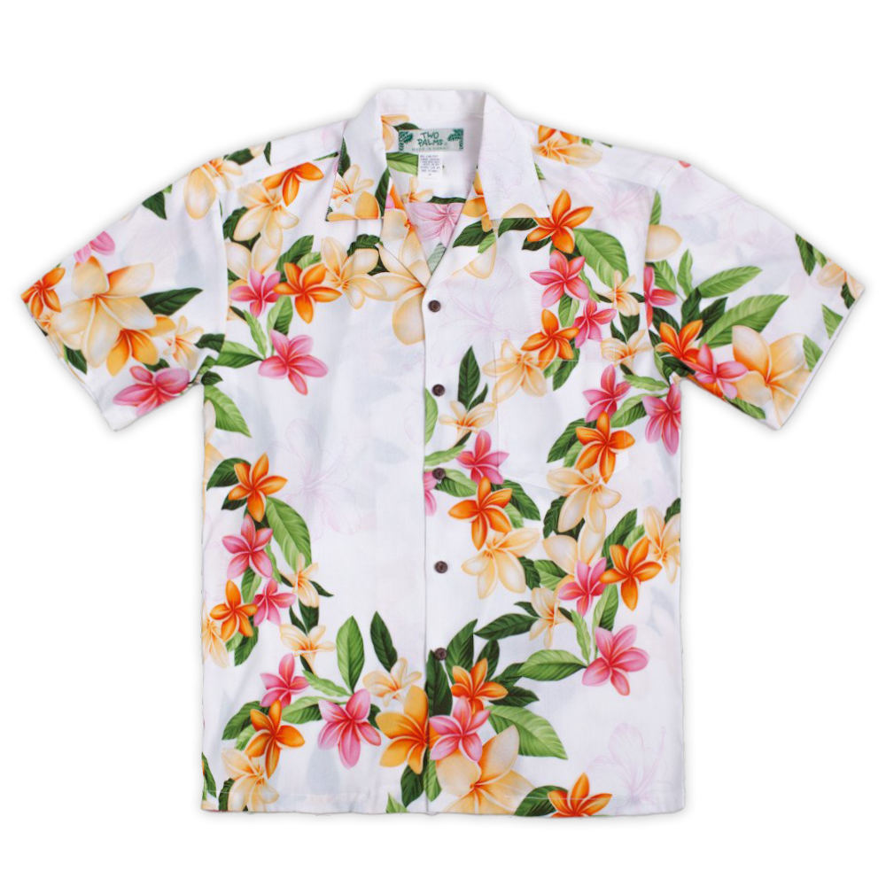 Hawaiian Shirt – Plumeria Celebration – White