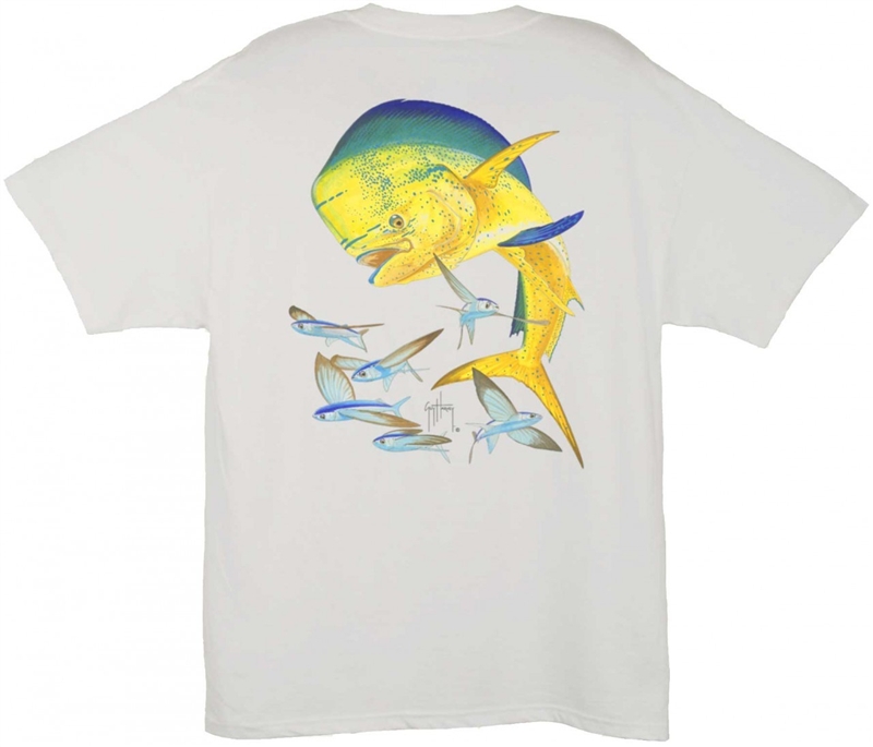 Guy Harvey T-Shirt - Bull Dolphin - White (Size S Left)