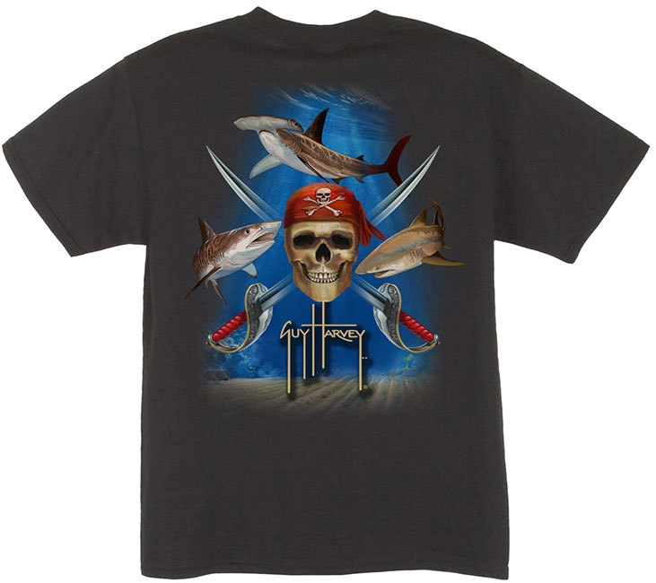 Guy Harvey Youth T-Shirt - Pirate Shark - Black