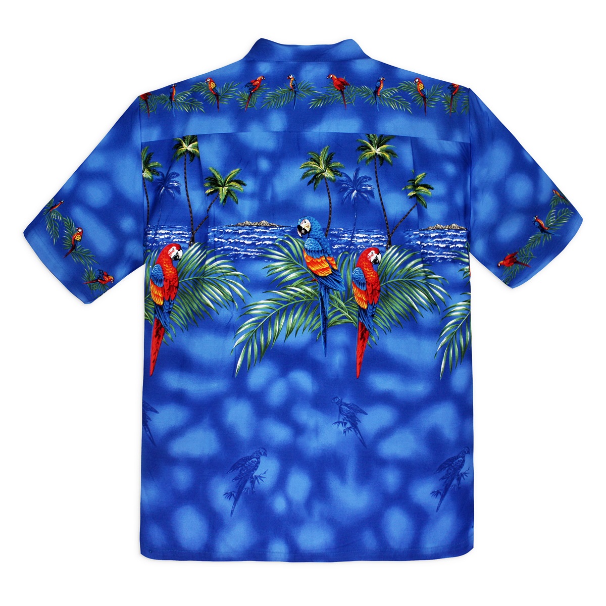 Mens Hawaiian Shirt – Parrots of the Caribbean – Blue