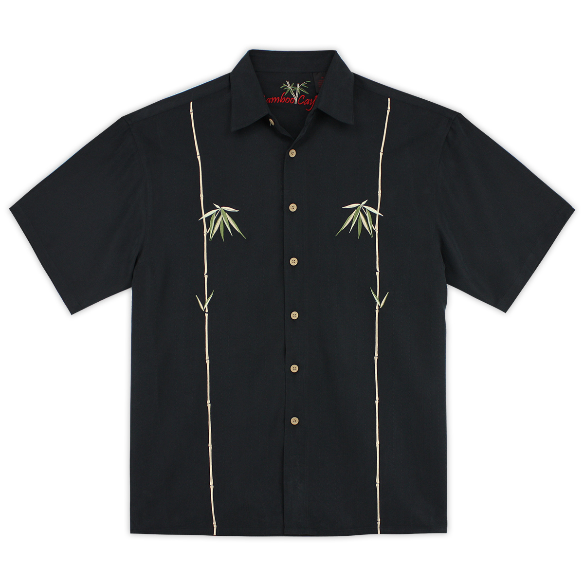 Bamboo Cay Mens Hawaiian Shirt Dual Bamboo Black