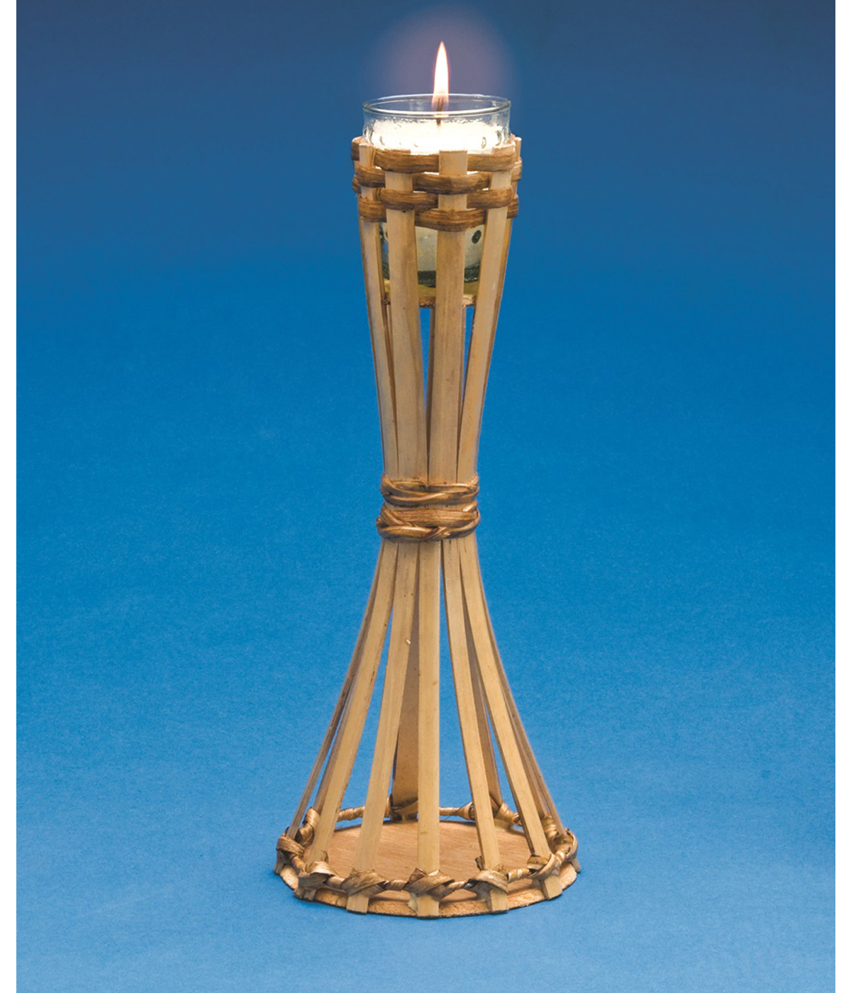 Bamboo Table Tiki Torch with Candle – Natural