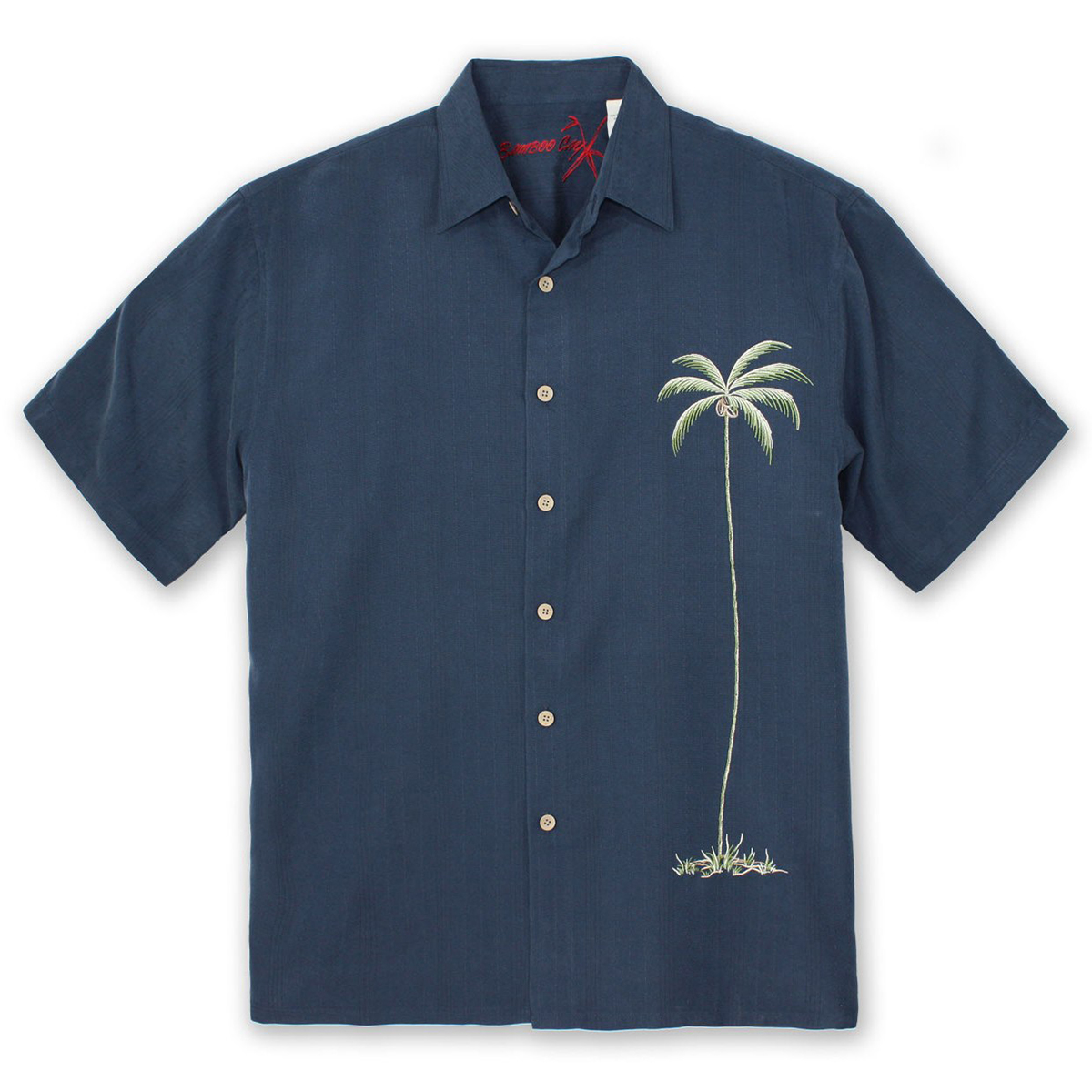 Tropical Style Embroidered Camp Shirt Bamboo Cay Mens Vinoasis 