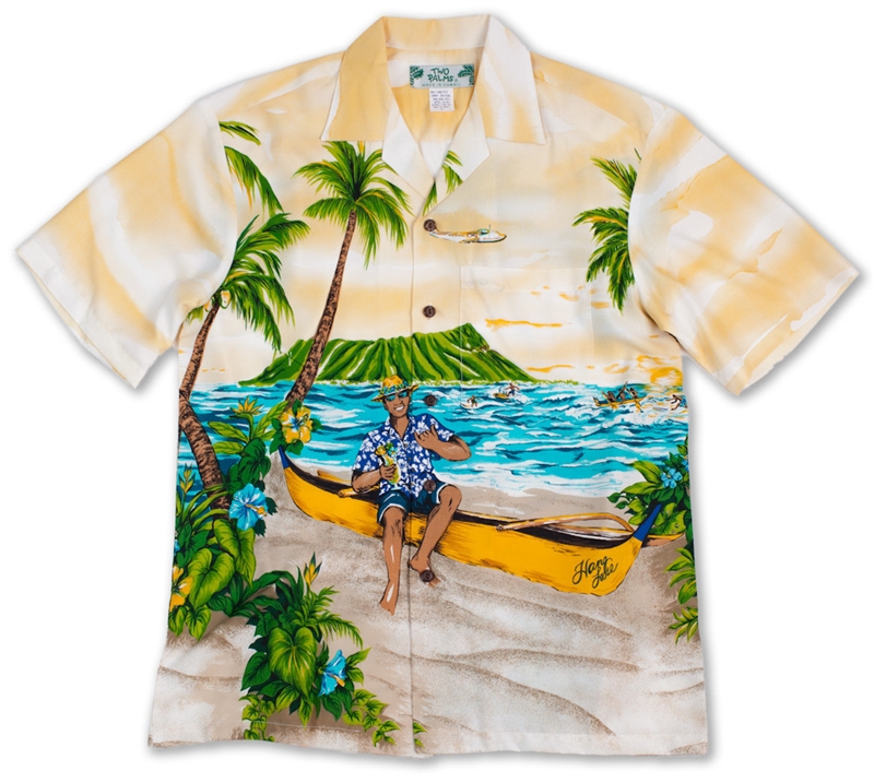 Hawaiian Shirt - Two Palms - Hang Loose - Yellow or Blue
