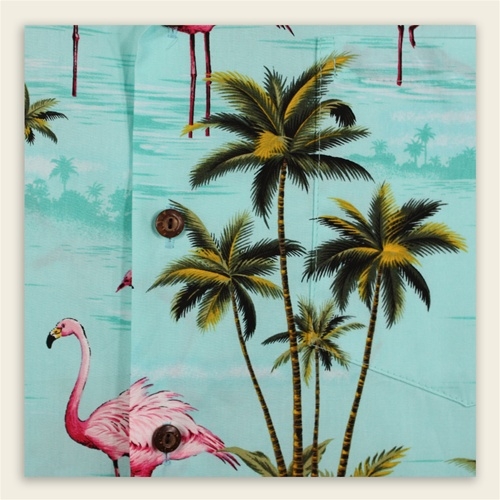 Hawaiian Shirt – Flamingo Bay – Mint Green