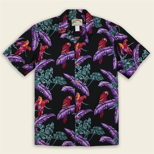 Paradise Found Hawaiian Shirt  - Jungle Bird Black (Cotton)