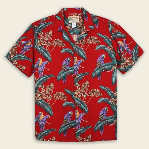 Paradise Found Hawaiian Shirt  - Jungle Bird Red (Rayon)