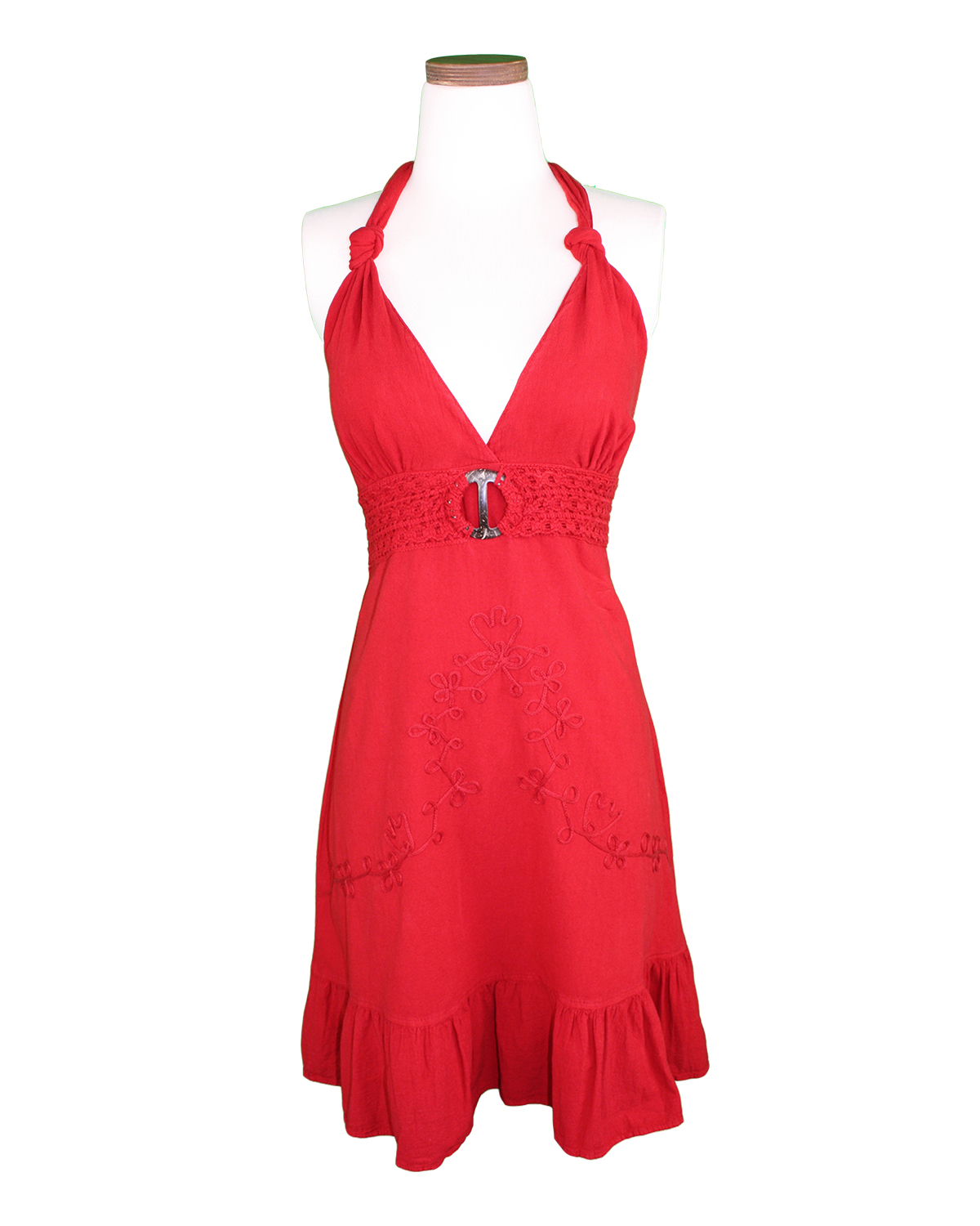 Short Halter Sundress - Moonlight Stroll - Red - (Size Small Thru 2X) (Size: M) - Tropaholic