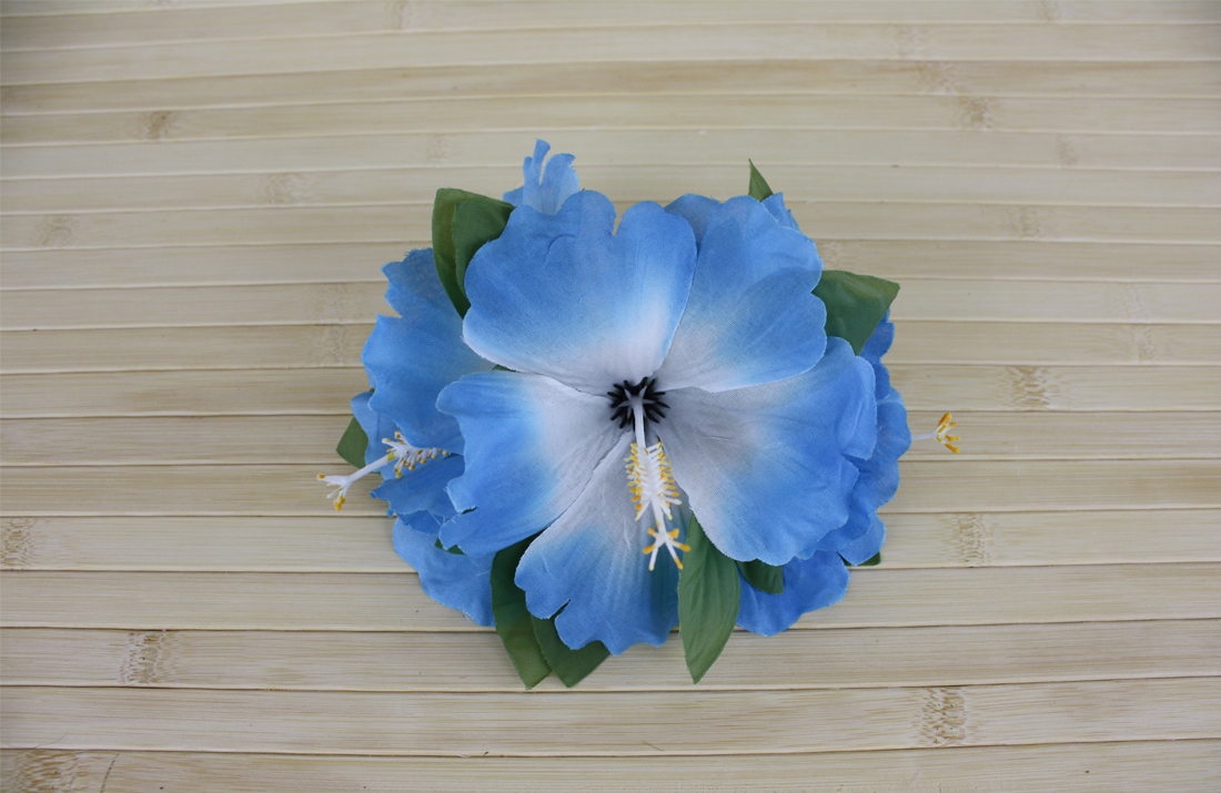 Hair Clip - Hibiscus - Large 3 Flower - Blue
