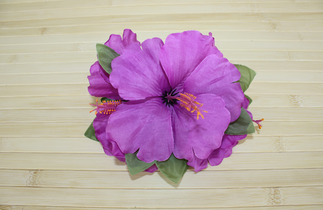 Hair Clip – Hibiscus – Large 3 Flower – Purple Hibiscus