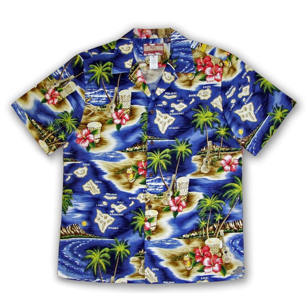 Mens Hawaiian Shirt - Island Stylin - Blue