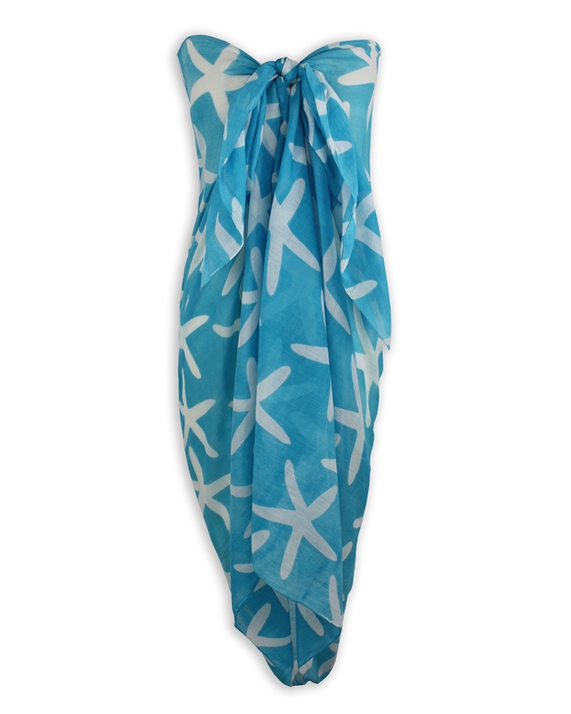 Sarong - Swimsuit Cover-up - Starfish - Turquoise