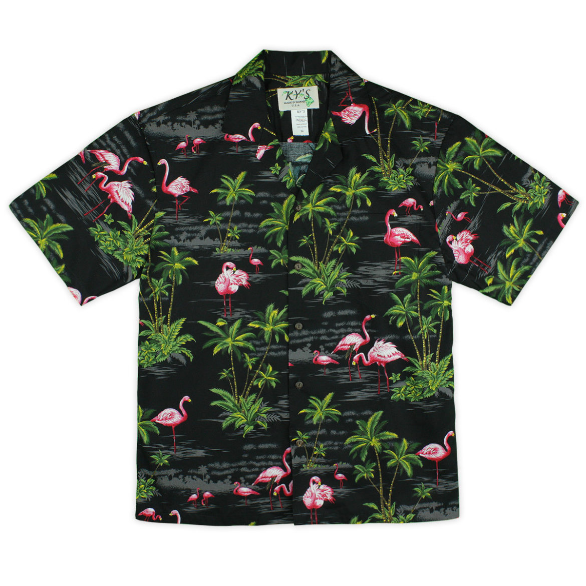 Hawaiian Shirt - Flamingo Bay - Black