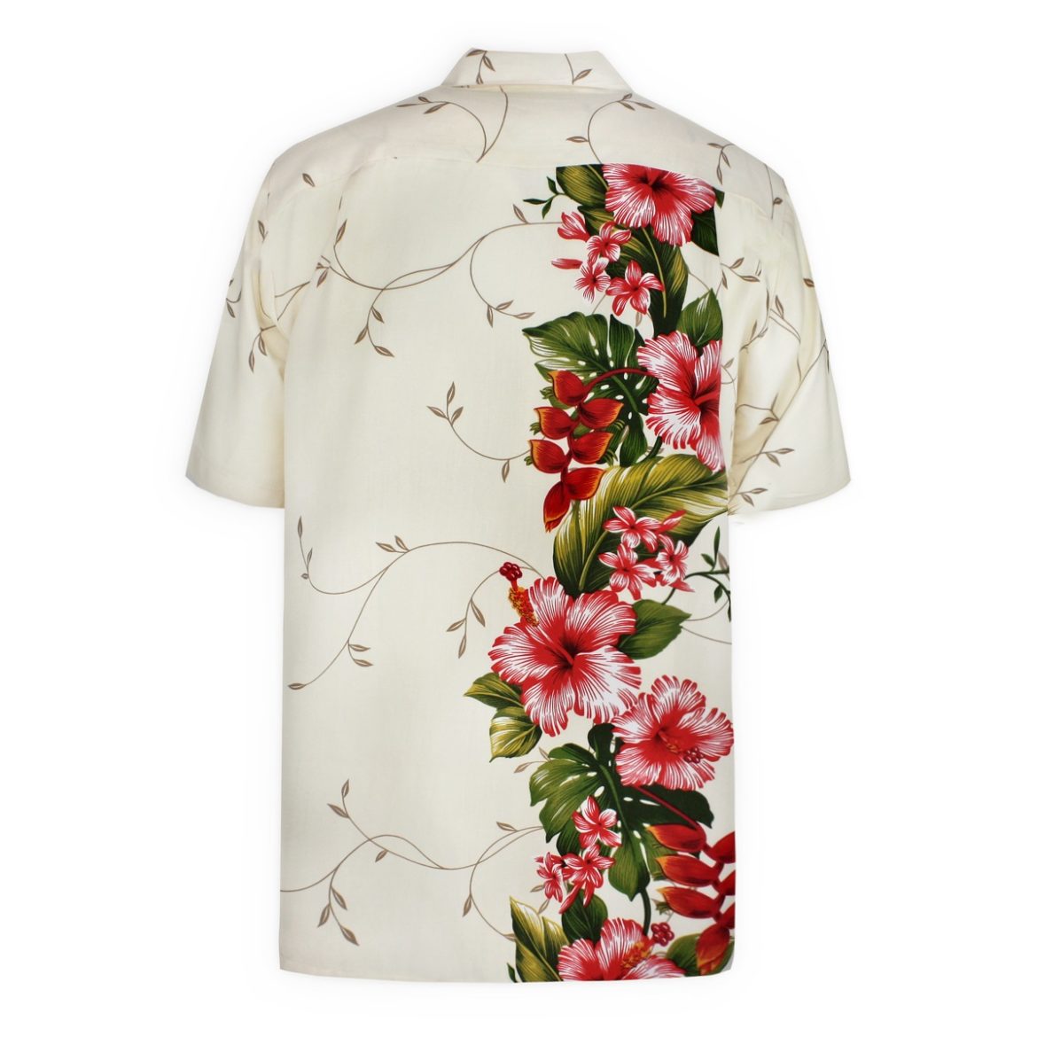 Mens Hawaiian Shirt - Paradise Garden Cream - Back View