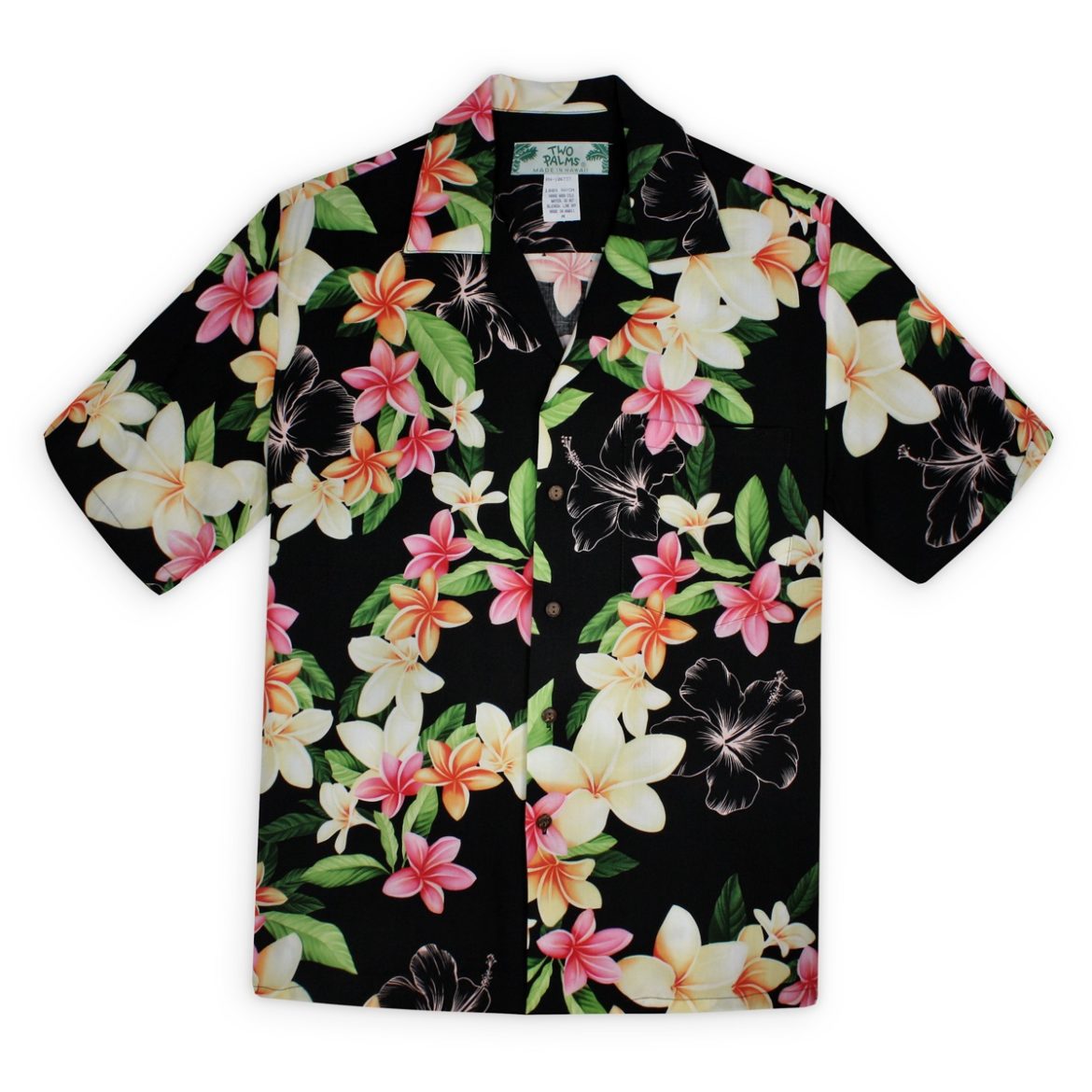 Mens Hawaiian Aloha Shirt - Plumeria Celebration - Black