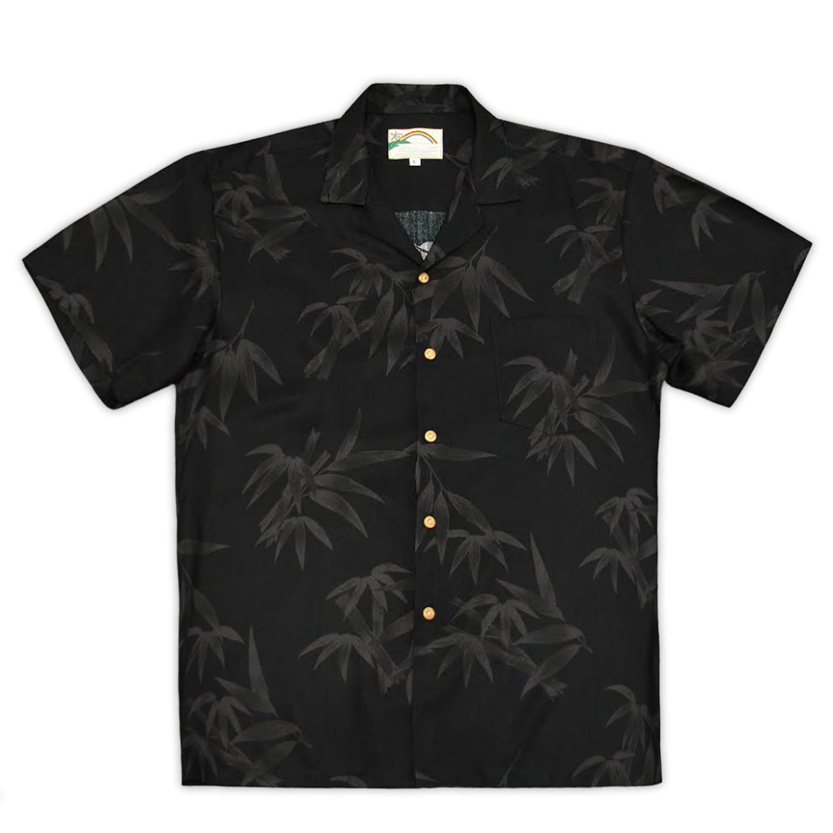 Paradise Found Men's Hawaiian Shirt Bamboo Black