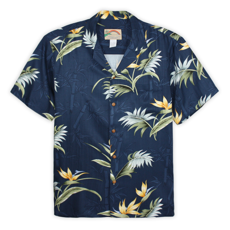 Paradise Found Hawaiian Shirt - Bamboo Paradise Navy Blue