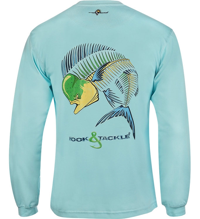 Hook & Tackle - Long Sleeve T-Shirt - Dolphin Action X-Ray - Turquoise