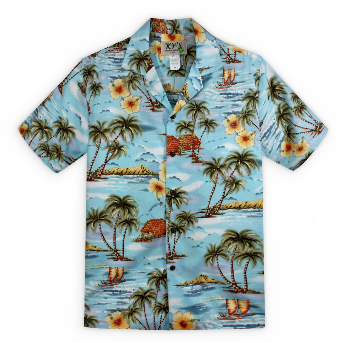 Hawaiian Shirt - Flamingo Bay - Mint Green