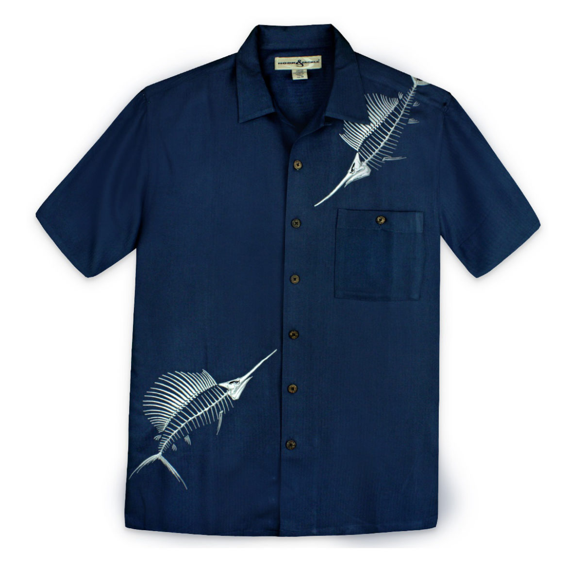 Mens Resort Shirt - Hook & Tackle - Sailfish Bones - Navy blue