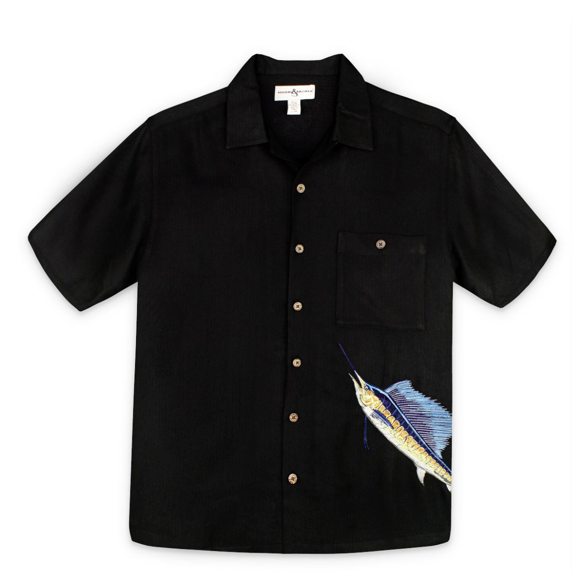 Mens Resort Shirt - Hook & Tackle - Sailfish Wrap - Black
