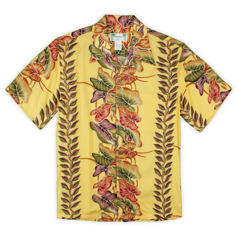 Paradise Found Hawaiian Shirt - Anthurium Panel - Yellow