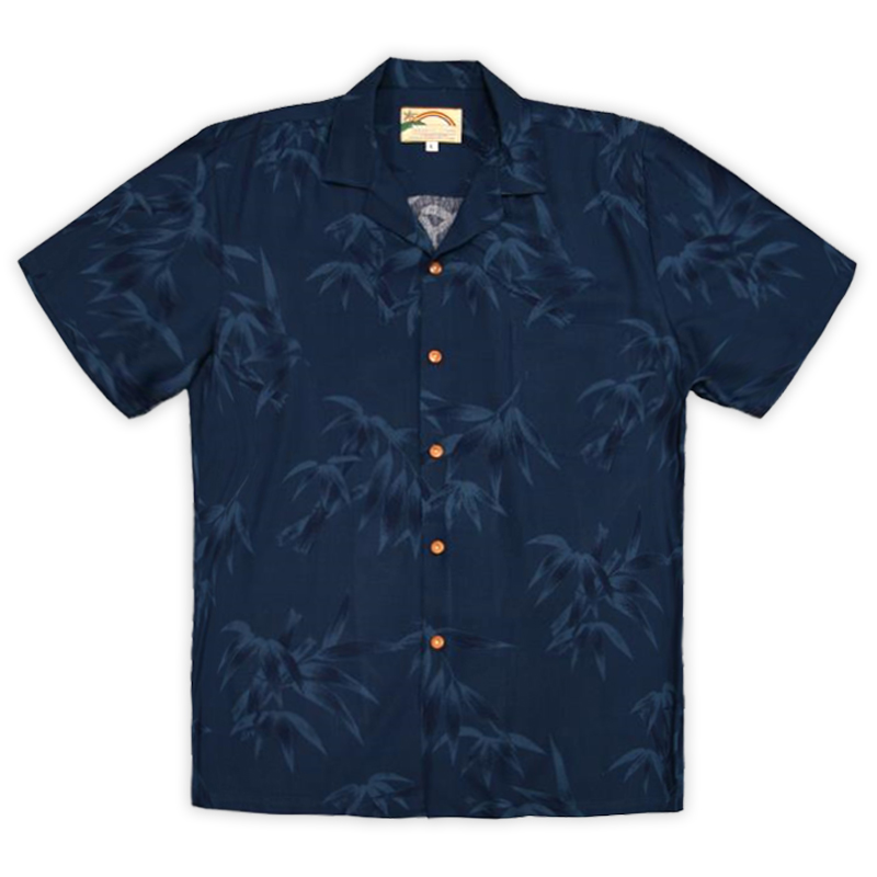 Paradise Found Hawaiian Shirt - Bamboo - Navy