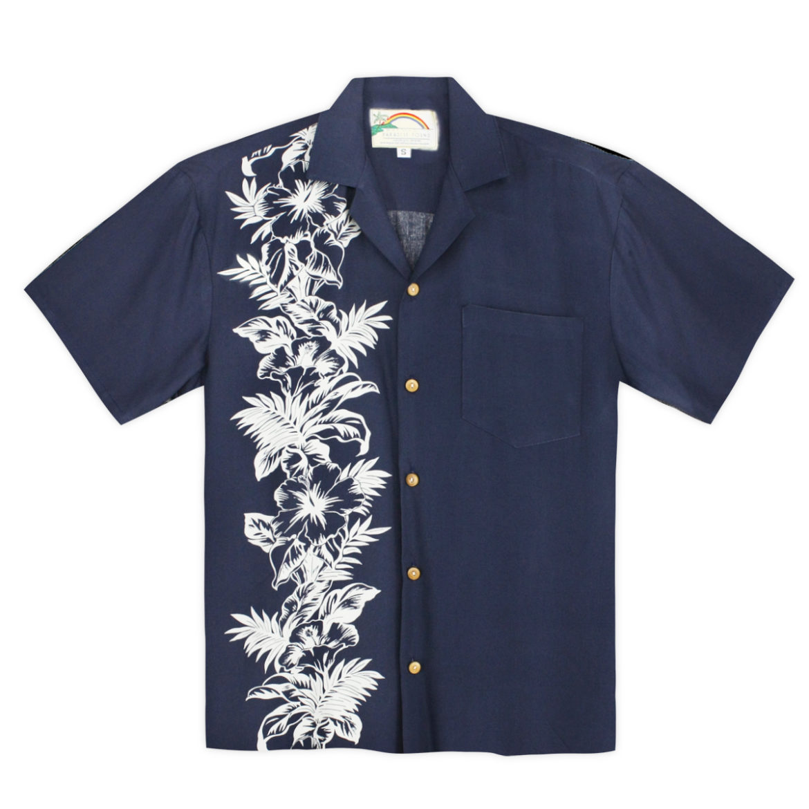 Paradise Found Hawaiian Shirt - Hibiscus Panel Navy